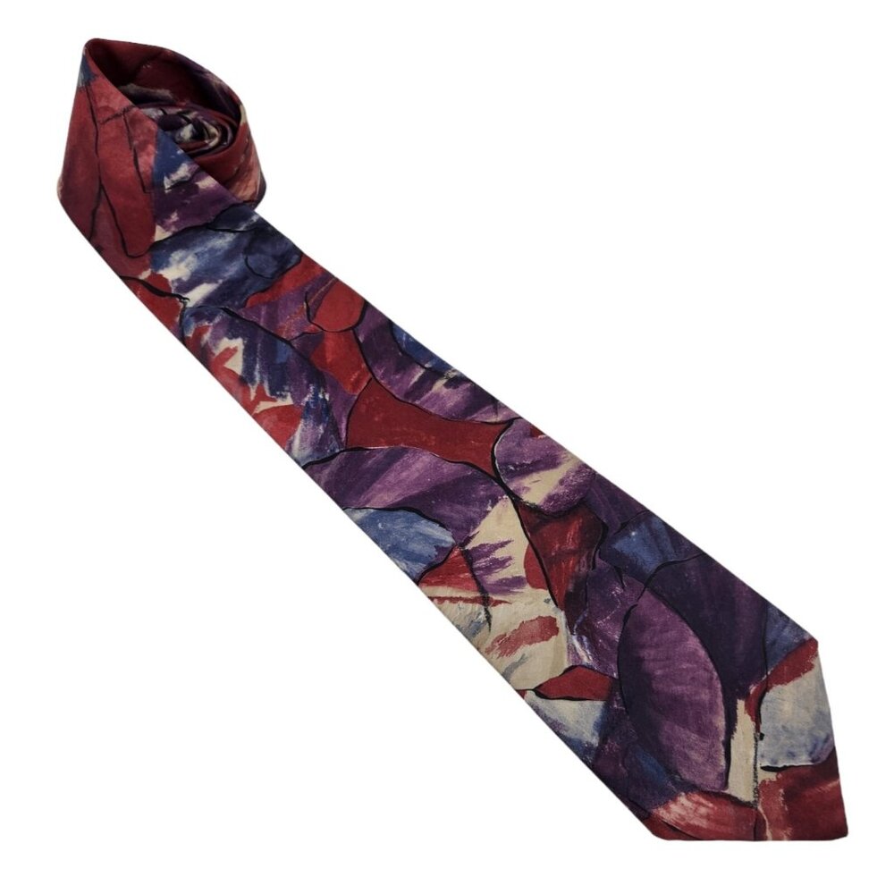 VINTAGE ESSEX ROW Mens‎ Tie Necktie Abstract Art Multicolor Pattern Made in USA